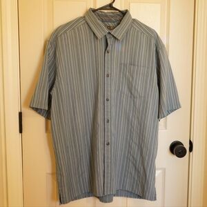 REI Men's Short-Sleeve Striped Button-Down Shirt in Blue and White
